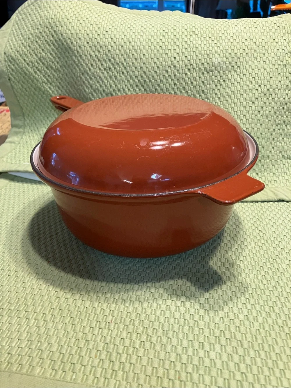 vintage Cousances/ Le Creuset #22 enamel cast iron pan set of 2